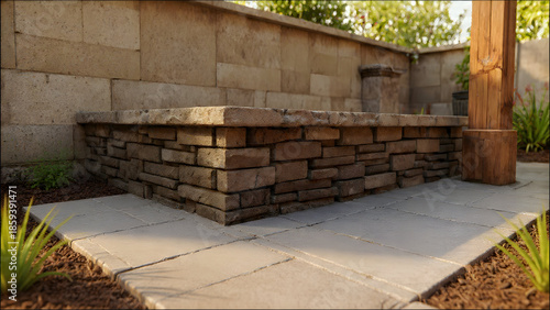Retaining Wall End Cap Detail With Smooth Finished Stone Surface