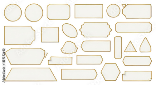 Set of elegant golden vintage frames and luxury labels for product design templates isolated PNG with Transparent Background