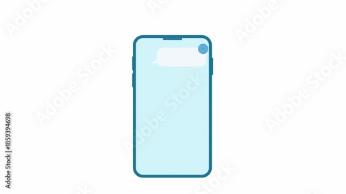 Smartphone with blue screen and dark blue border on a white background, a simple and modern illustration of a mobile device.