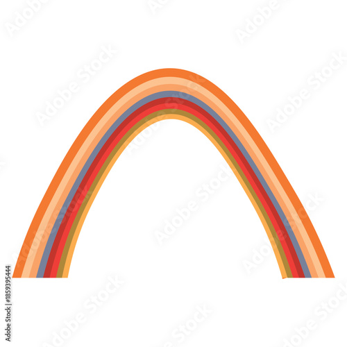 Rainbow icon on a transparent background. Detailed isolated symbol. Cute vector illustration. Scandinavian doodle style.
