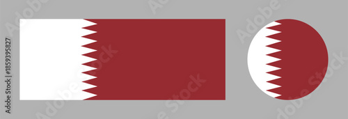 Flag of Qatar. Qatar flag circle, rectangle icons set. Round, rectangular banner, button Qatar flags.
