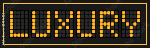 Orange color led banner in word luxury on black background