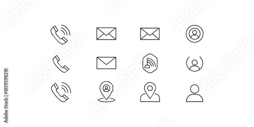 Vector set of e-mail and internet icons including web communication symbols for contact and business design