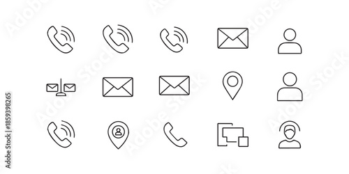 Set of 3D web and internet icons featuring mail envelope buttons and communication symbols for business contact and email message design
