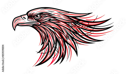 Stylized eagle head illustration on black background