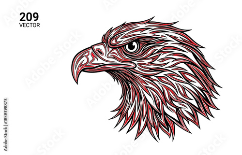 Stylized eagle head illustration vector on black background