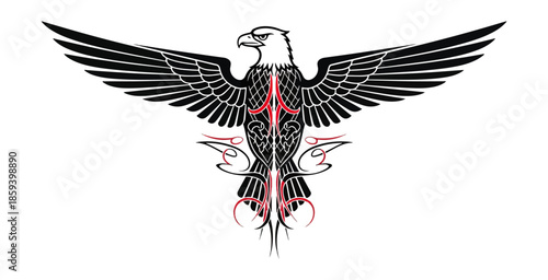 Stylized eagle illustration against black background