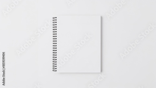 a blank notebook with spiral binding, perfect for jotting down notes and ideas. The spiral binding is visible on the left side of the notebook, adding a functional design element