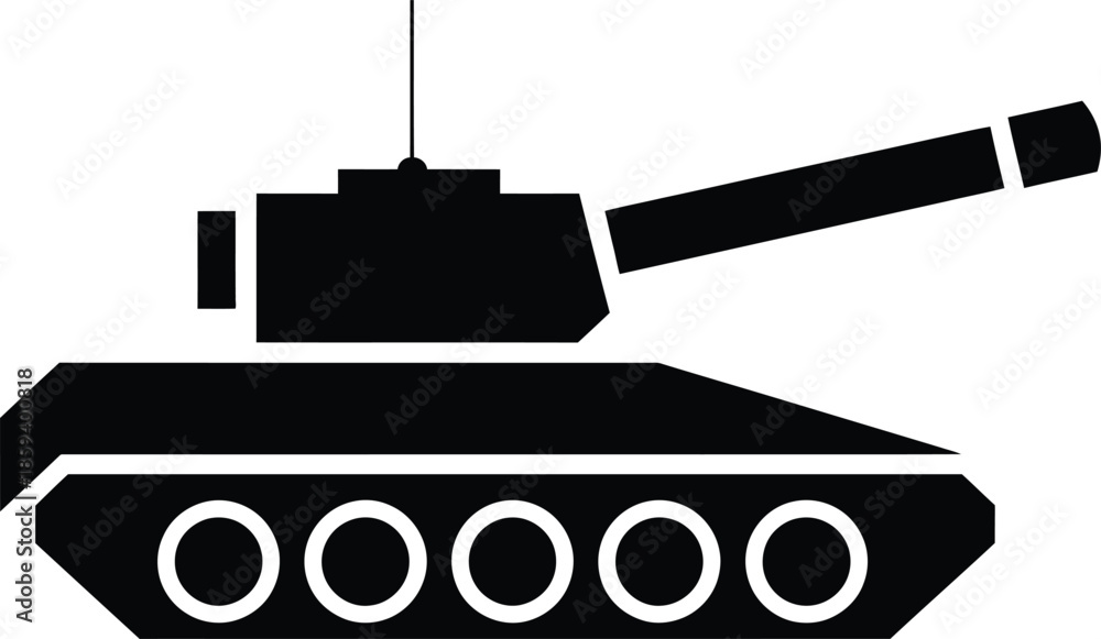 Obraz premium Military Tank Silhouette Icon for War and Defense Concepts