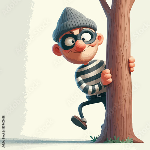 Illustration of a cautious thief