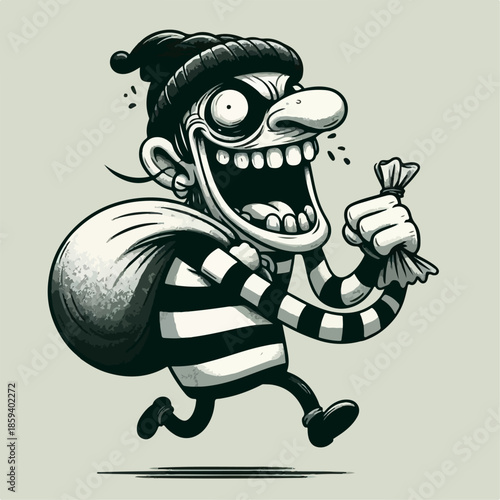 Illustration of a thief carrying a sack
