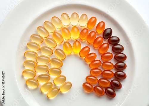 Vitamin Capsules Gradient Arrangement Minimal Healthcare Concept