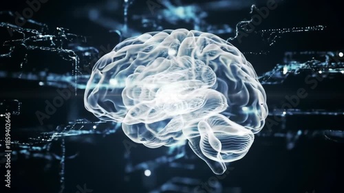 Digital Brain with Neural Network Connections - AI and Machine Learning Concept.