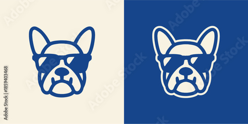 Cool French Bulldog Wearing Sunglasses Logo Design.