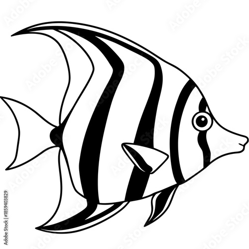 Moorish Idol line art vector