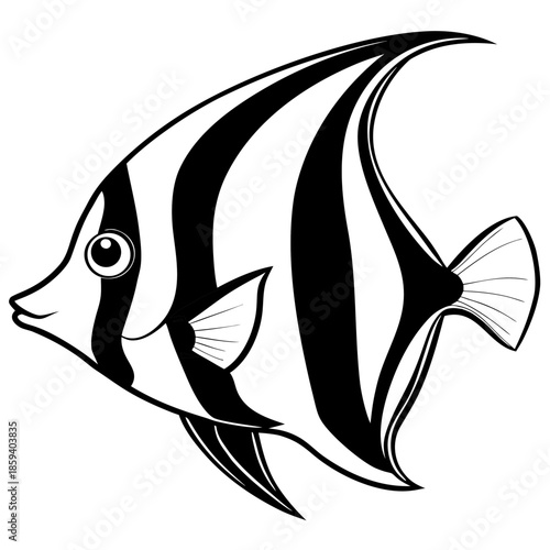 Moorish Idol line art vector