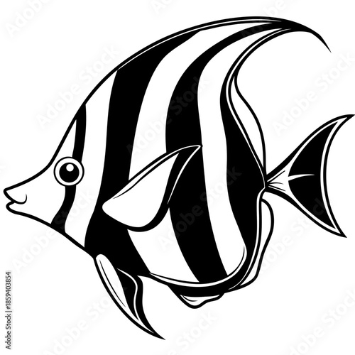 Moorish Idol line art vector