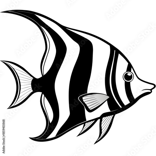 Moorish Idol line art vector