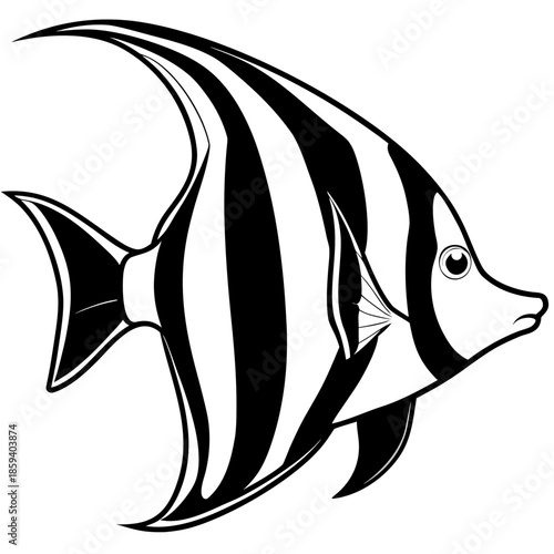 Moorish Idol line art vector