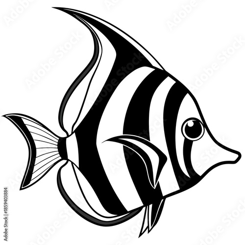 Moorish Idol line art vector