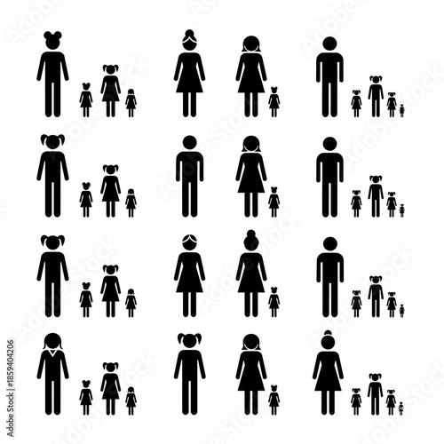 Diverse family silhouettes collection Vector