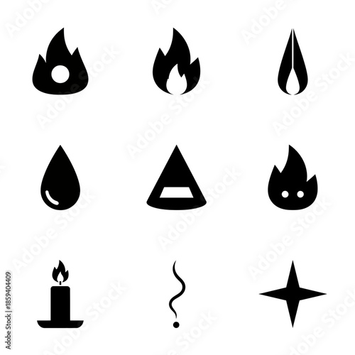 Collection of fire and flame icons Vector
