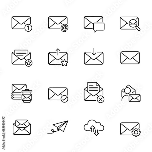 Email and communication icons set Vector