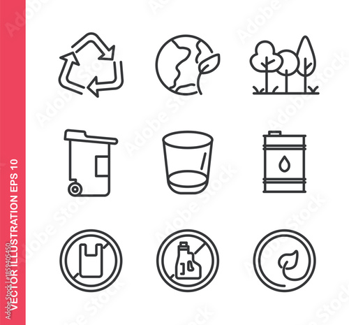 Recycle bin icon. Outline icons collection. Editable stroke.
