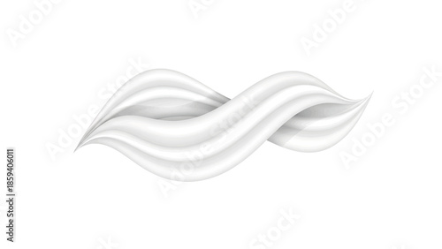 A flowing, abstract form of smooth, white, interwoven lines is centered against a pristine, white background, creating a 3D effect