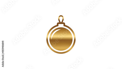 A gold-colored Christmas ornament on a white background. It has a metallic appearance and a simple, classic design, suggestive of festivity
