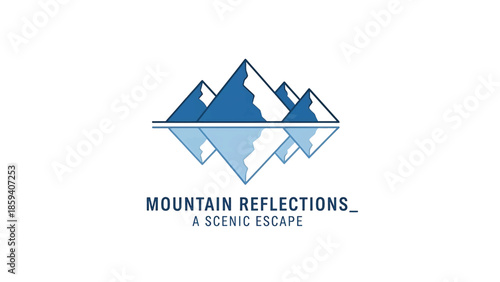 A geometric illustration presents stylized mountain peaks mirroring in water, with "Mountain Reflections" text below, and a second line