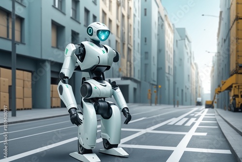 Humanoid Robot Walking In City Street 041125