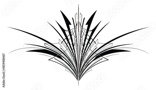 Abstract geometric design in black and white with angular shapes