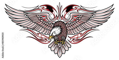 Eagle with outstretched wings illustration graphic design