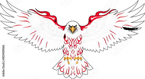 Eagle with wings spread illustration vector design