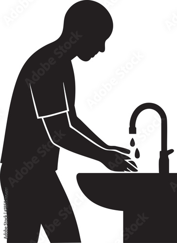 Person washing hands icon isolated on transparent background