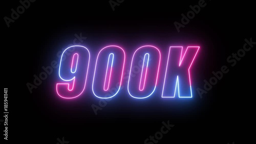 Neon Glowing 900k Celebration Text Animation