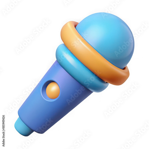 Blue and orange microphone with rounded design isolated on transparent background