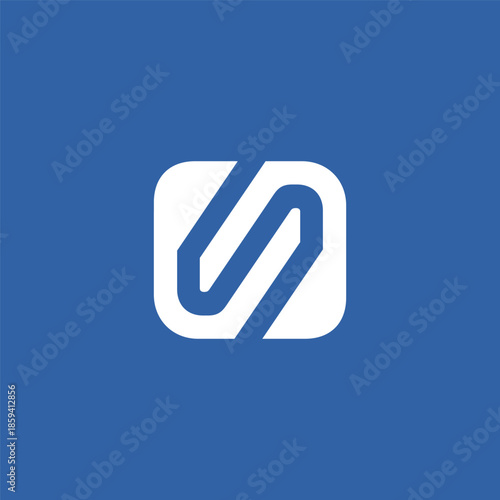 Minimalist abstract logo design featuring a white stylized 'S' shape within a rounded square against a solid blue background, representing simplicity and modern branding