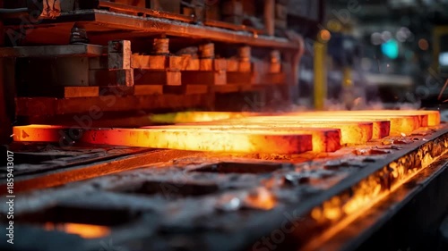 Industrial facility medium shot focusing on heat treatment workflow showcasing coordination between oven heating and quenching processes to optimize metal strength.