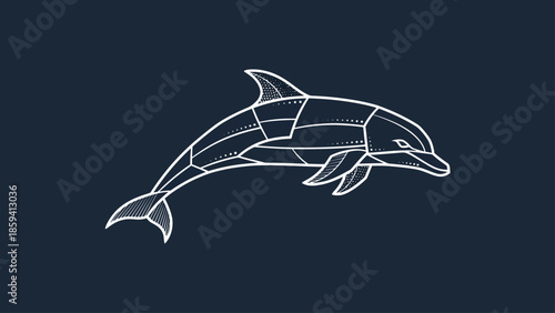 Artistic illustration of a dolphin with meat cuts, perfect for educational purposes.