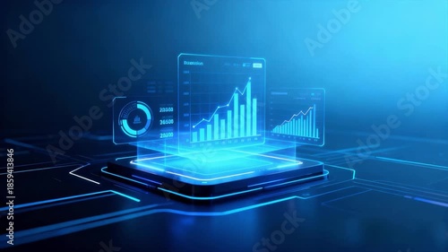 Fintech holographic design 3d