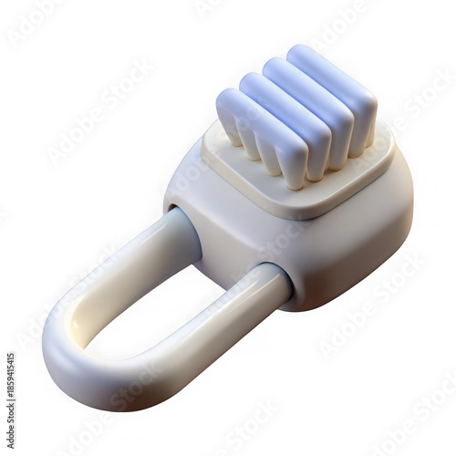 Compact white cleaning brush with handle isolated on transparent background