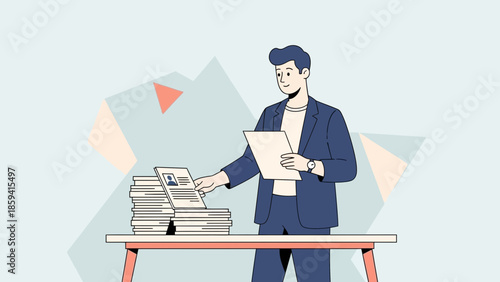 Business Professional Managing Documents and Files at Workspace Desk during Workday