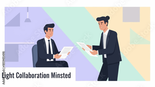 Business Meeting with Two Professionals Discussing Documents in a Modern Office Environment