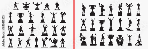 trophy silhouettes vector, award cup clipart, winner prize svg, championship illustration, success award graphics, black trophy silhouettes, sports vector art, achievement design, trophy icon collecti