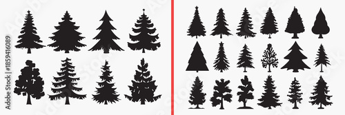 christmas tree silhouettes vector, fir tree clipart, holiday pine svg, winter tree illustration, festive forest graphics, black christmas trees, seasonal vector art, holiday decor design, tree icon co