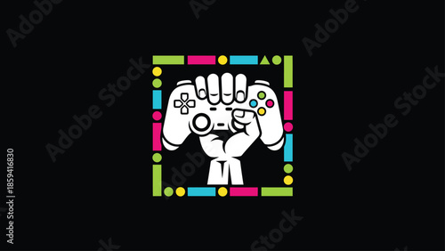 Gaming passion - A symbol of hands holding a game controller, ready to play.