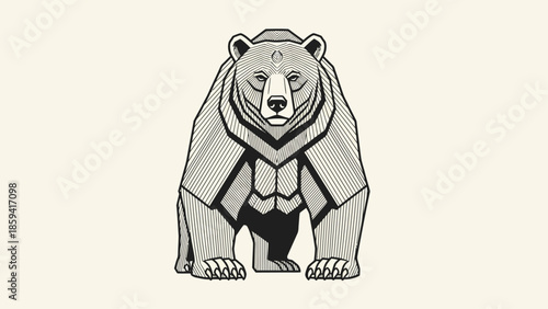 Geometric bear illustration showcasing strength and majestic presence in artistic design.