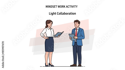 Effective light collaboration in a professional mindset work activity with two office workers